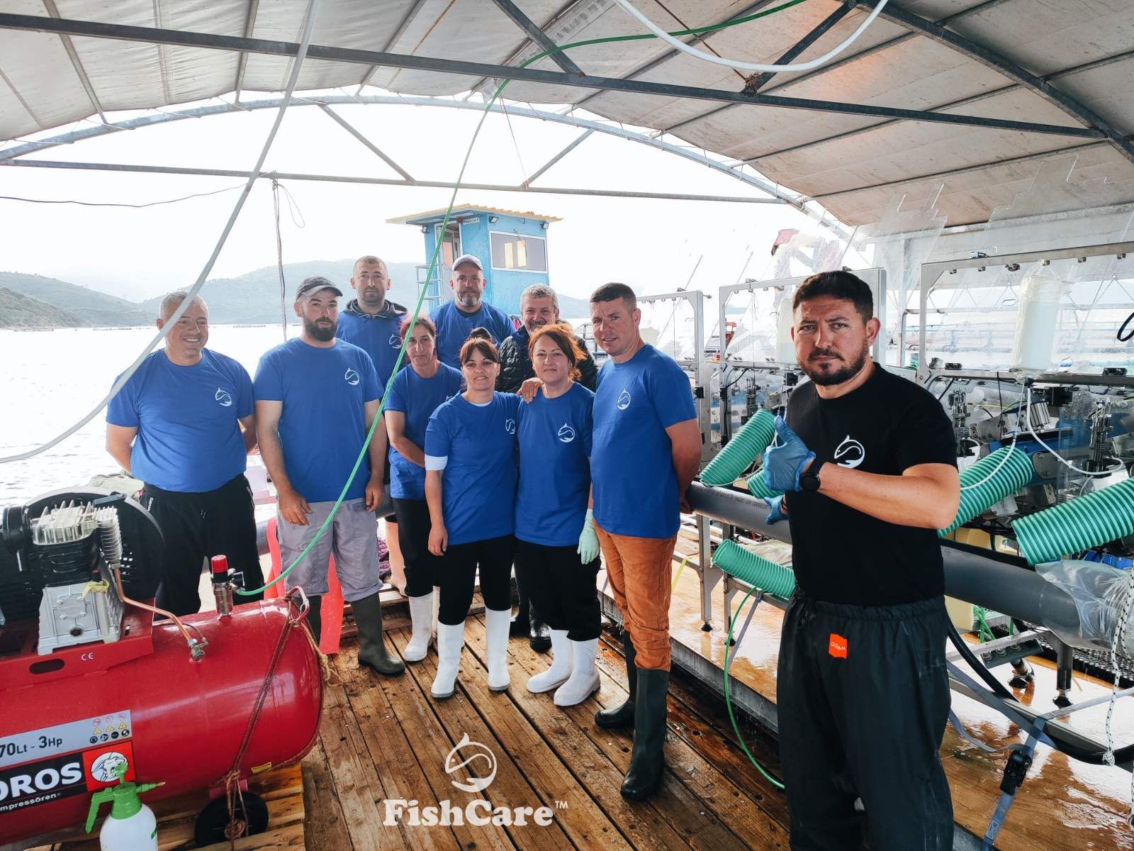 Fish Care team in Greece with INOCA equipment