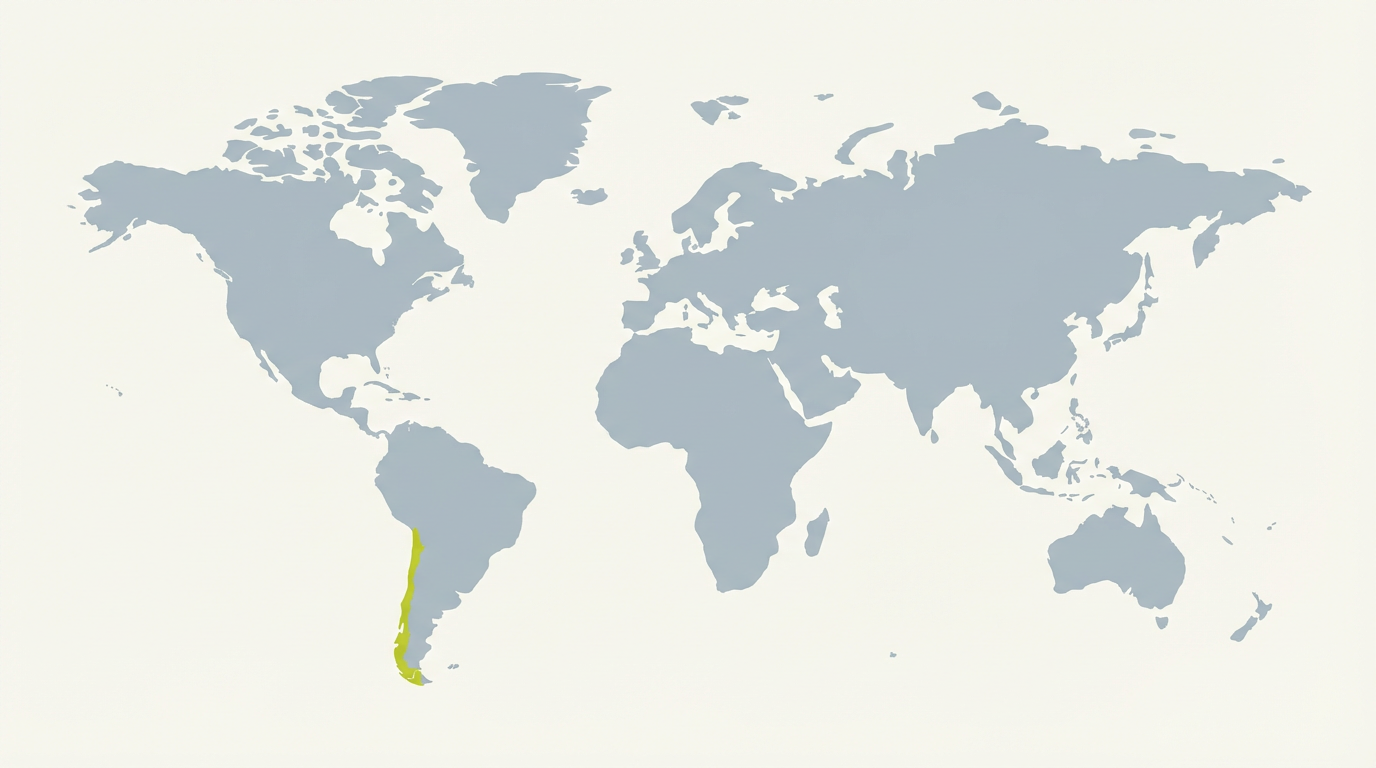 World map highlighting Chile in Sgorran green